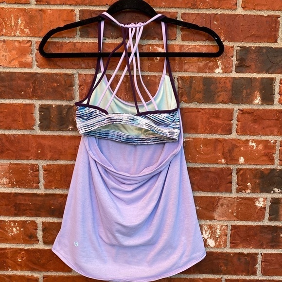 Lululemon Womens 4 Purple Strappy Draped Open Back Wild Tank Sports Bra - Picture 6 of 11